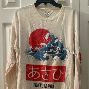 Return to Sender” Men’s Cream, Red & Blue Long Sleeve T-Shirt. Size: 2XL
: